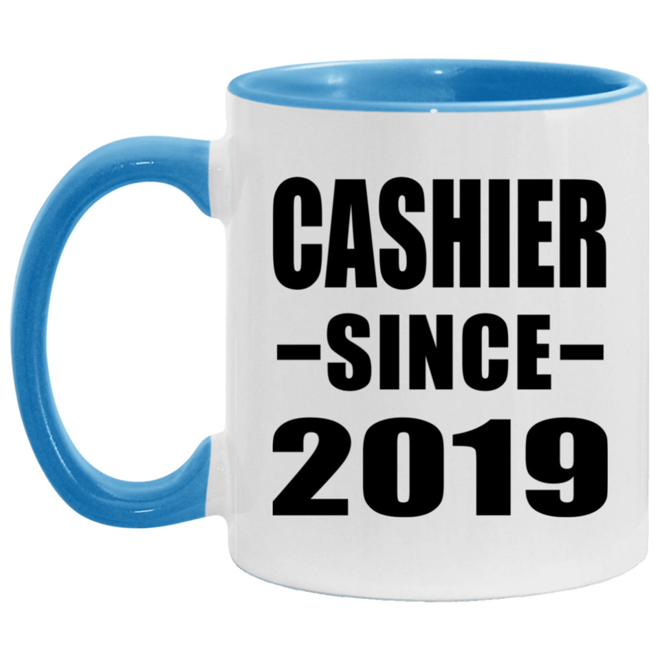 Cashier Since 2019 - 11oz Accent Mug Blue