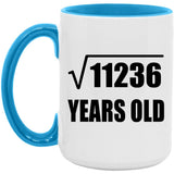 106th Birthday Square Root of 11236 Years Old - 15oz Accent Mug Blue