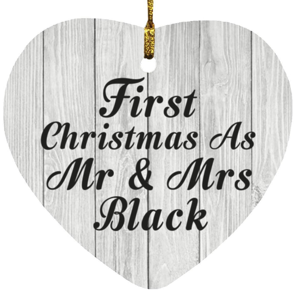 First Christmas As Mr & Mrs Black - Heart Ornament F