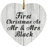 First Christmas As Mr & Mrs Black - Heart Ornament F