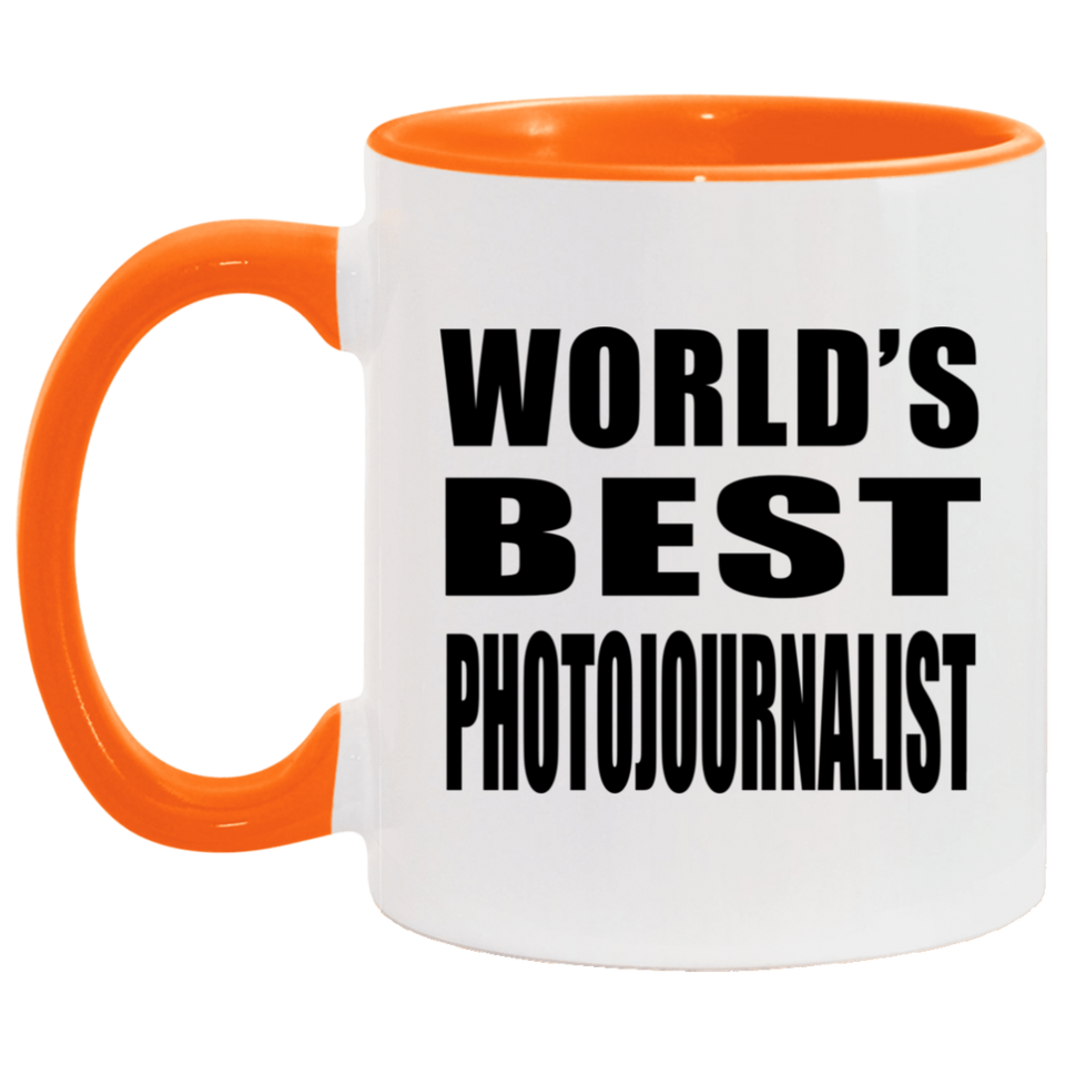 World's Best Photojournalist - 11oz Accent Mug Orange