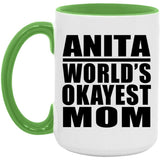 Anita World's Okayest Mom - 15oz Accent Mug Green