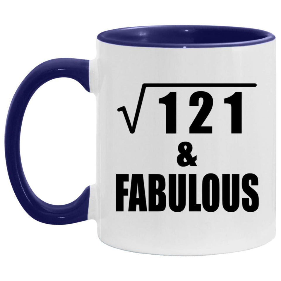 11th Birthday Square Root of 121 & Fabulous - 11oz Accent Mug Purple