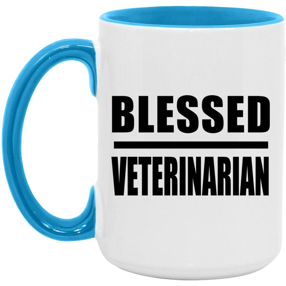 Blessed Veterinarian - 15oz Accent Mug Blue