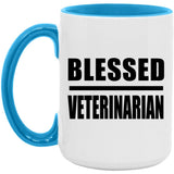 Blessed Veterinarian - 15oz Accent Mug Blue