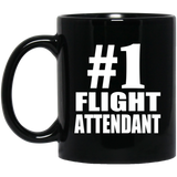 Number One #1 Flight Attendant - 11 Oz Coffee Mug Black