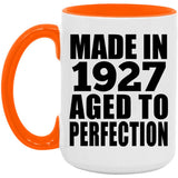 97th Birthday Made In 1927 Aged to Perfection - 15oz Accent Mug Orange