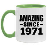 53rd Birthday Amazing Since 1971 - 11oz Accent Mug Green