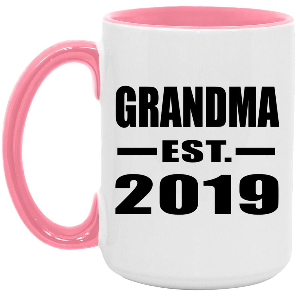 Grandma Established EST. 2019 - 15oz Accent Mug Pink