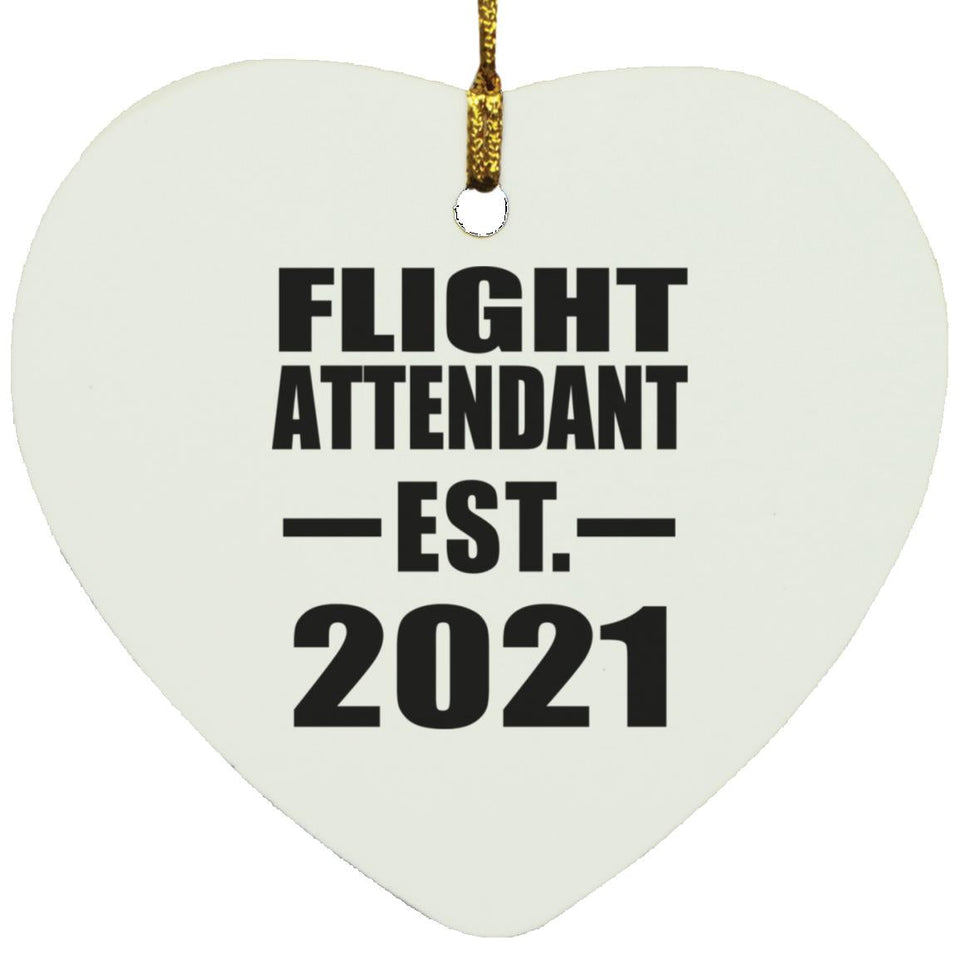 Flight Attendant Established EST. 2021 - Heart Ornament