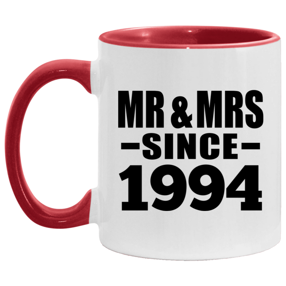 30th Anniversary Mr & Mrs Since 1994 - 11oz Accent Mug Red