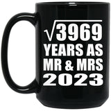 63rd Anniversary Square Root of 3969 Years As Mr & Mrs 2023 - 15oz Coffee Mug Black