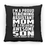 Proud Teaching Assistant Mom Of Awesome Son - Throw Pillow Black