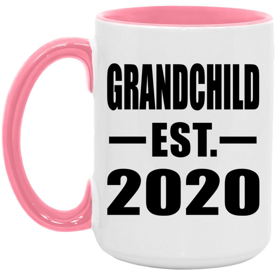 Grandchild Established EST. 2020 - 15oz Accent Mug Pink