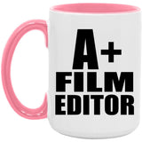 A+ Film Editor - 15oz Accent Mug Pink