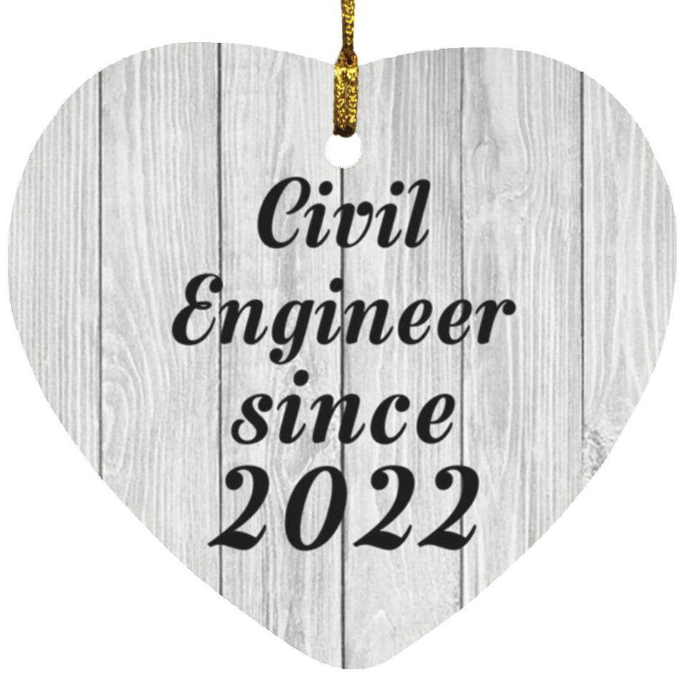 Civil Engineer Since 2022 - Heart Ornament F
