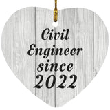 Civil Engineer Since 2022 - Heart Ornament F