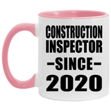Construction Inspector Since 2020 - 11oz Accent Mug Pink