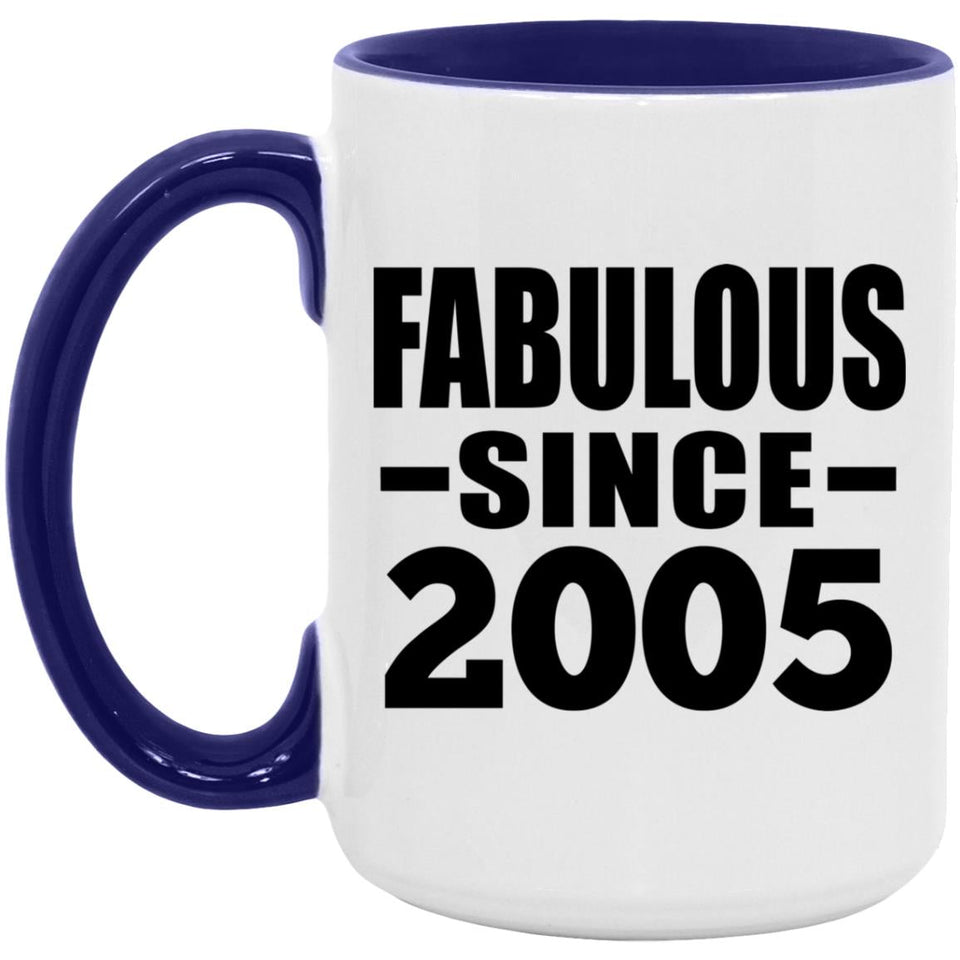 19th Birthday Fabulous Since 2005 - 15oz Accent Mug Purple