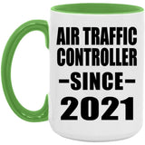 Air Traffic Controller Since 2021 - 15oz Accent Mug Green