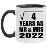 2nd Anniversary Square Root of 4 Years As Mr & Mrs 2022 - 11oz Accent Mug Black