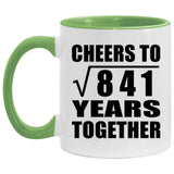 29th Anniversary Cheers To Square Root of 841 Years Together - 11oz Accent Mug Green