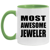 Most Awesome Jeweler - 11oz Accent Mug Green