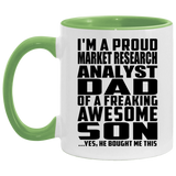 Proud Market Research Analyst Dad Of Awesome Son - 11oz Accent Mug Green