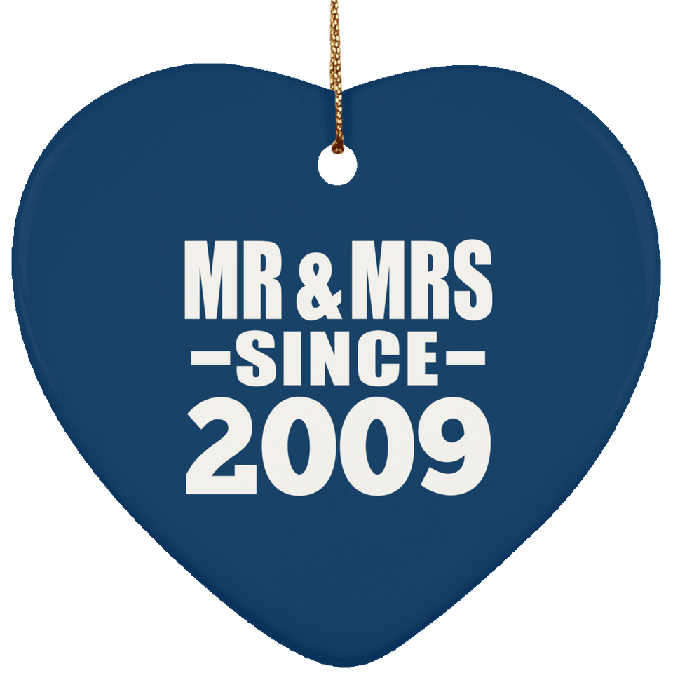 15th Anniversary Mr & Mrs Since 2009 - Heart Ornament