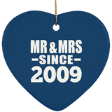 15th Anniversary Mr & Mrs Since 2009 - Heart Ornament