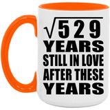 23rd Anniversary Square Root of 529 Years Still In Love - 15oz Accent Mug Orange