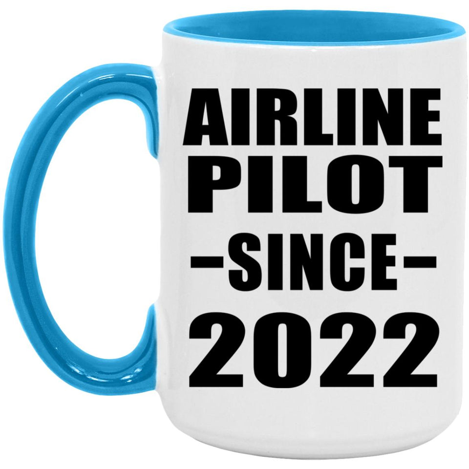 Airline Pilot Since 2022 - 15oz Accent Mug Blue