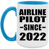 Airline Pilot Since 2022 - 15oz Accent Mug Blue