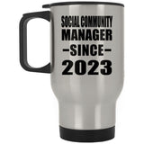 Social Community Manager Since 2023 - Silver Travel Mug