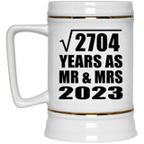 52nd Anniversary Square Root of 2704 Years As Mr & Mrs 2023 - Beer Stein