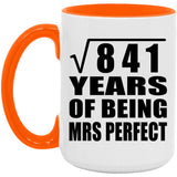 29th Anniversary Square Root of 841 Years of Mrs Perfect - 15oz Accent Mug Orange
