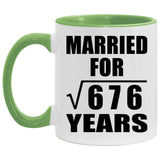 26th Anniversary Married For Square Root of 676 Years - 11oz Accent Mug Green