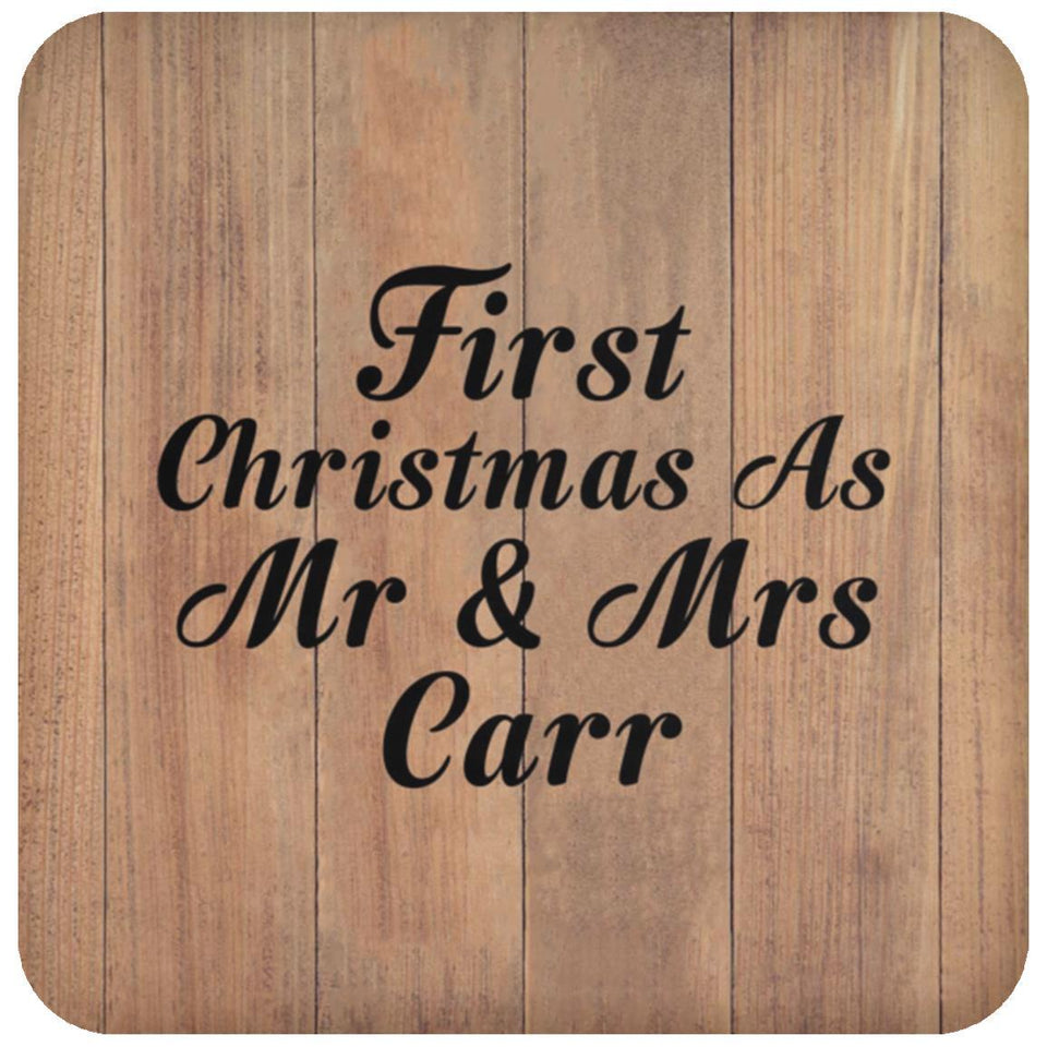 First Christmas As Mr & Mrs Carr - Drink Coaster C