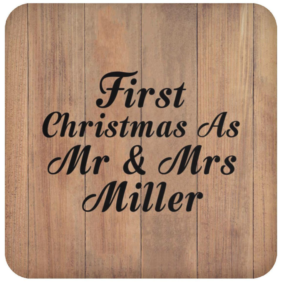 First Christmas As Mr & Mrs Miller - Drink Coaster C