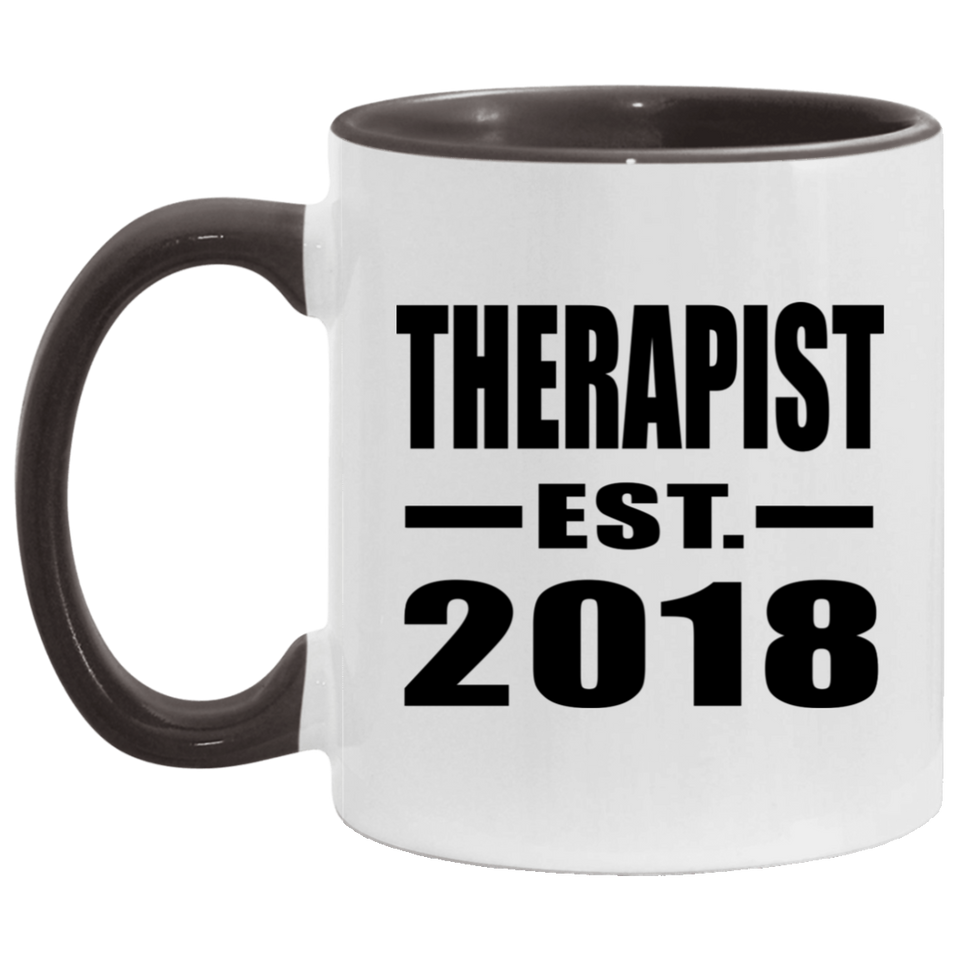 Therapist Established EST. 2018 - 11oz Accent Mug Black