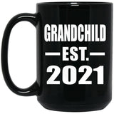 Grandchild Established EST. 2021 - 15oz Coffee Mug Black