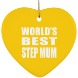 World's Best Step Mum - Heart Ornament