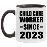 Child Care Worker Since 2023 - 11oz Accent Mug Black
