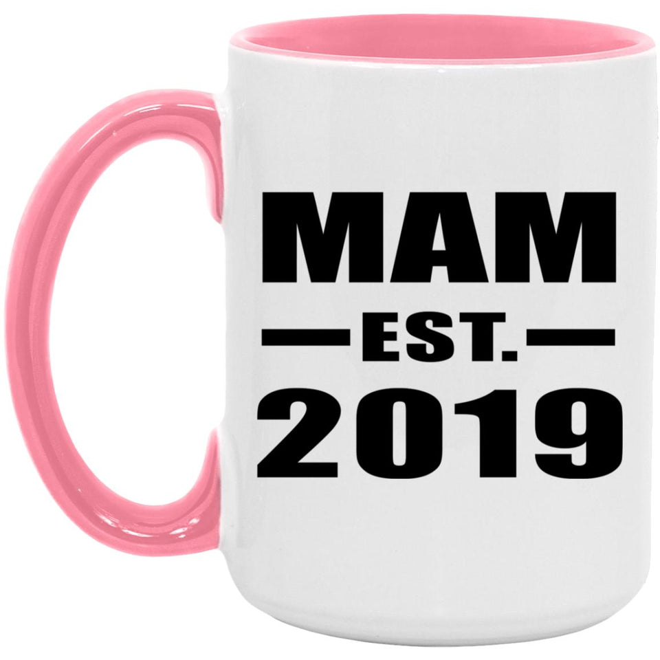 Mam Established EST. 2019 - 15oz Accent Mug Pink