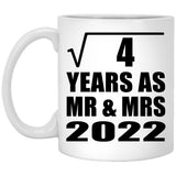 2nd Anniversary Square Root of 4 Years As Mr & Mrs 2022 - 11oz Coffee Mug
