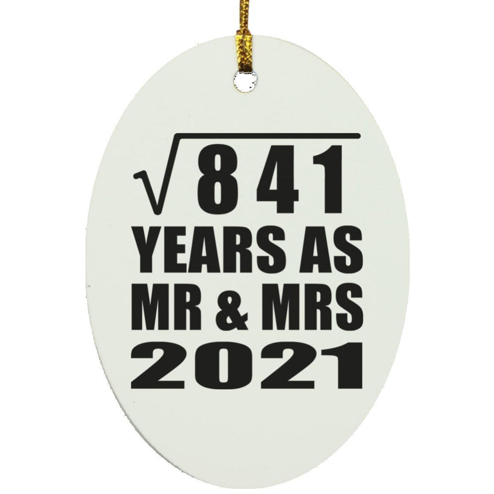 29th Anniversary Square Root of 841 Years As Mr & Mrs 2021 - Oval Ornament