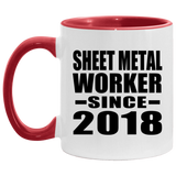 Sheet Metal Worker Since 2018 - 11oz Accent Mug Red