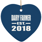 Dairy Farmer Established EST. 2018 - Heart Ornament