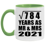 28th Anniversary Square Root of 784 Years As Mr & Mrs 2021 - 11oz Accent Mug Green