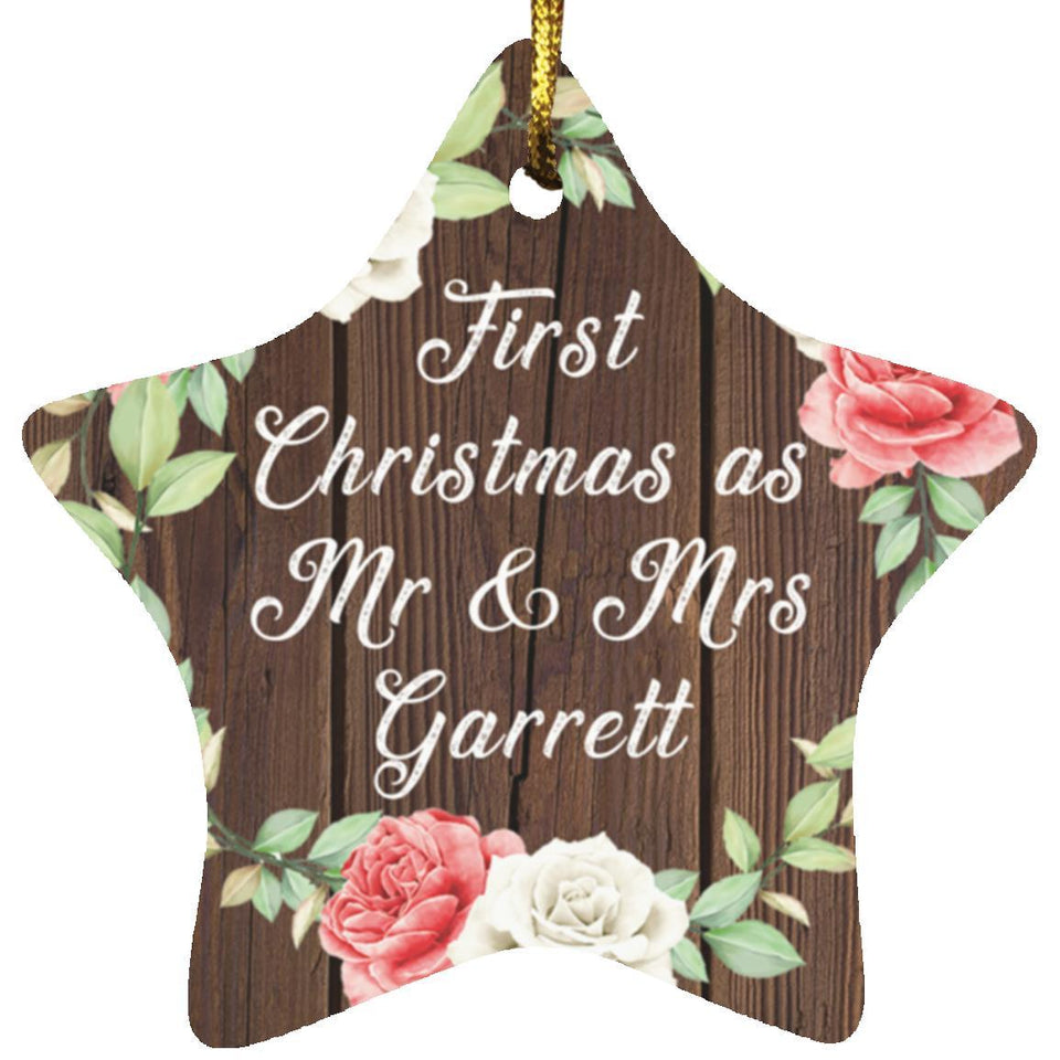 First Christmas As Mr & Mrs Garrett - Star Ornament A